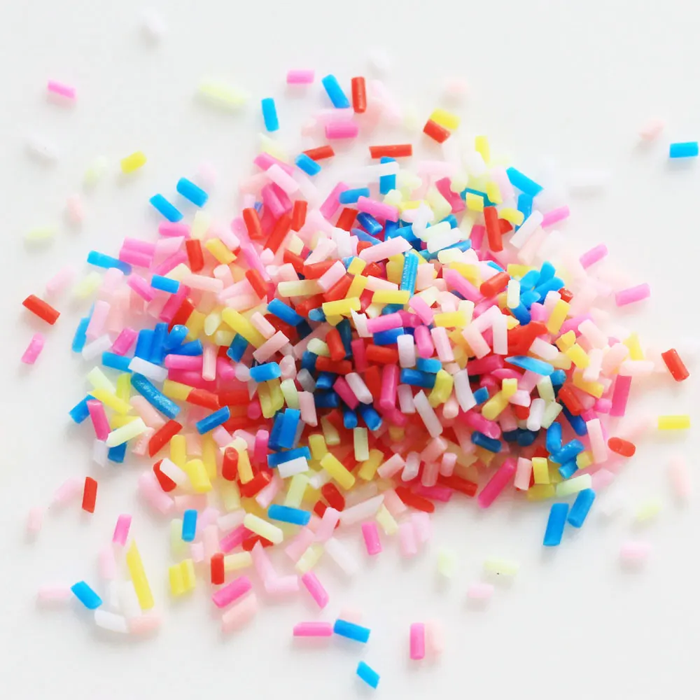 

200/50g Rainbow Clay Material Simulation Chocolate Confetti Sprinkles Sugar Needle Simulation Ice Cream Cake Decoration