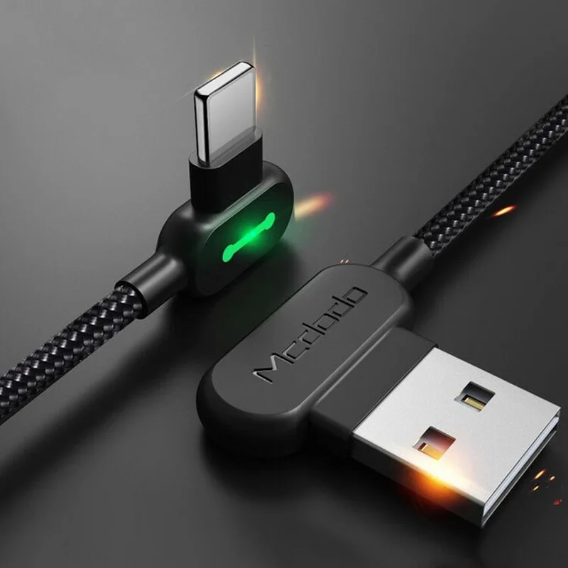 Черный MCDODO 1,8 м светодиодный USB кабель для iPhone X 8 7 6 5 6s Быстрая зарядка USB кабель для передачи данных для iPhone 11 Pro XS MAX XR X Кабель зарядного устройства - Цвет: Черный