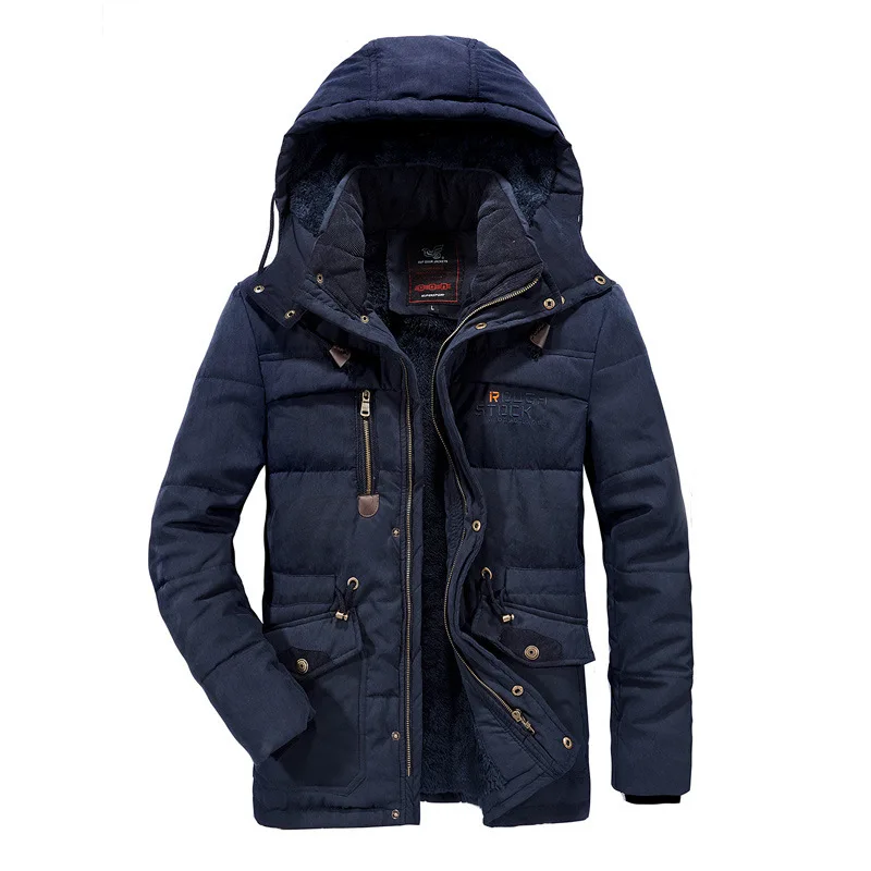 

VELVET Winter Parka With Hood 2023 Casual Jacket Men's Windbreaker Warm Padded Overcoat Plus Asian Size L-5XL 6XL 7XL 8XL Coats