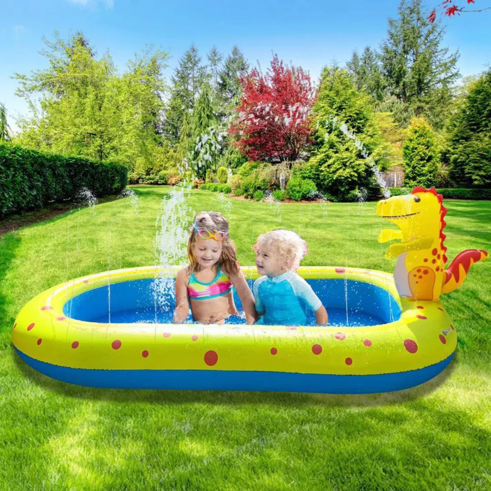 

1pc Sprinkler Pool Inflatable Pool Bathtub Outdoor Swimming Pool Toy(Yellow)