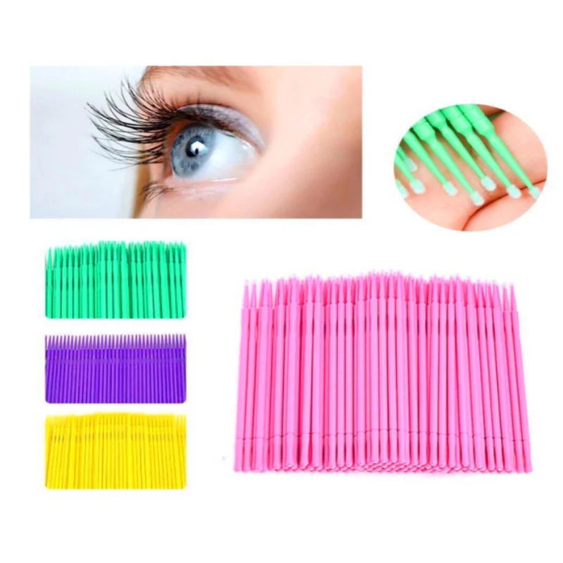 100 шт/партия одноразовая щетка для ресниц тампон микрокисти инструменты