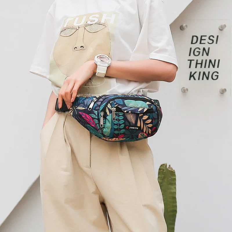 Популярные женские поясные сумки с принтом листьев вместительная забавная сумка