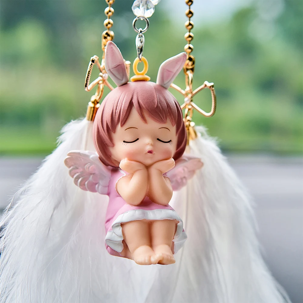 

Nordic Decor Resin Embellishment Baby Annie Figurine Car Decoration Accessories Meditation Angel Statue Room Decor Aesthetic