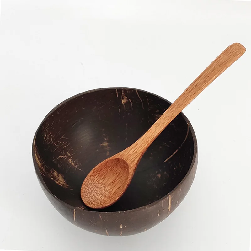 

Tropical Coconut Palm Wood Tableware Natural Wooden Coconut Spoon Coconut Shell Bowl Eco-Friendly Spoon Wooden Tableware