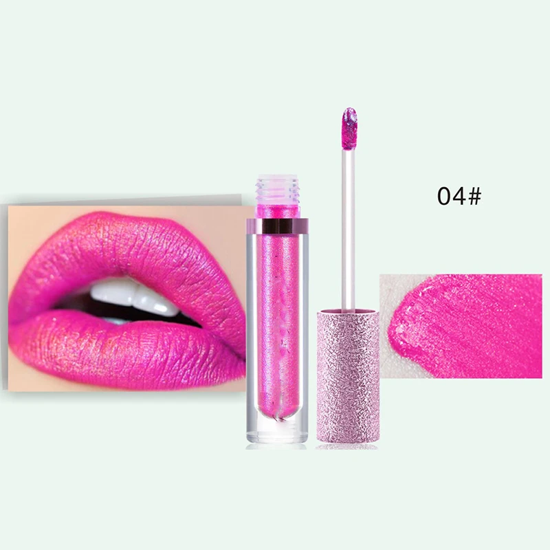 Алмазный металлический блеск для губ Макияж без чашки Русалка губы Глянцевая