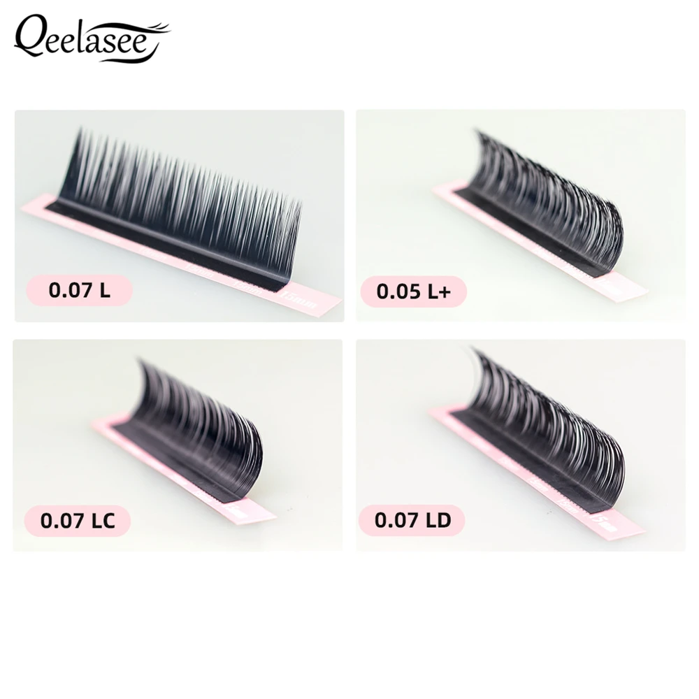 Накладные ресницы Qeelasee 10 лотков L/L +/LC/LD curl норковые Черные 8-15 мм смешанный поднос L