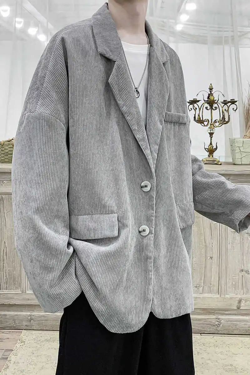 

IEFB Men's Blazers Loose Fit Corduroy Suit Jacket Jackets With Shine Man 2021 New Autumn Single Button Korean Trend Coat 9Y8500