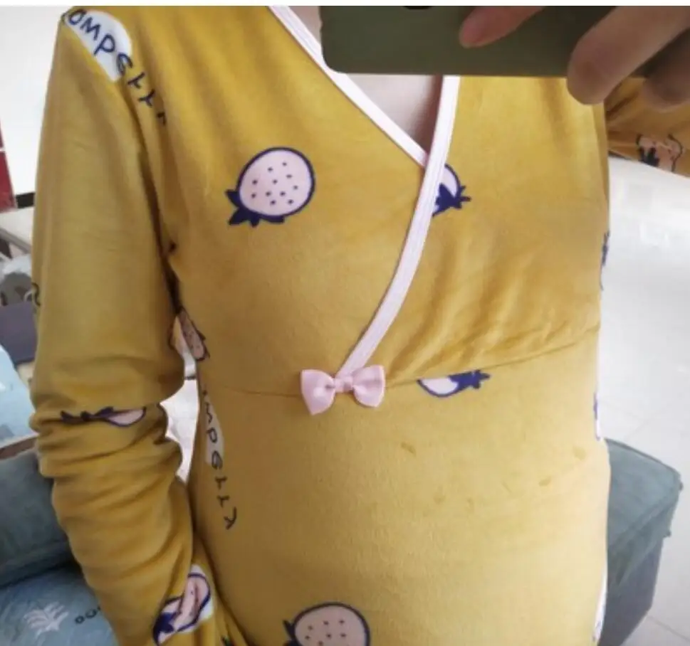 Зимняя Пижама для беременных комплекты ночного белья грудного вскармливания