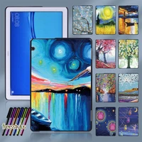 tablets case for huawei mediapad t5 10 10 1 inch paint series hard case protective shell free stylus