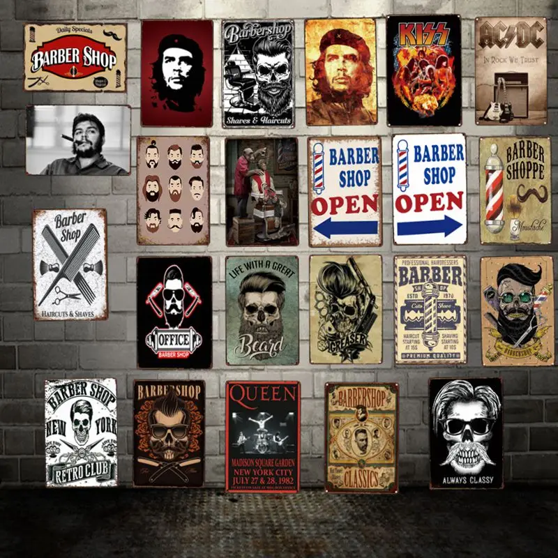 

[ DecorMan ] Shabby Barber Shop Guevara Metal TIN SIGN Custom wholesale Mural Paintings Bar PUB Decor LT-1810