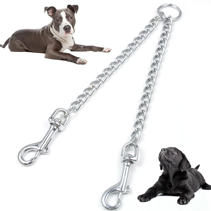 

Durable Double Dog Leash Coupler No-Tangle Iron Chain Pet Leash Coupler Dog Lead Coupler Pet Dog Leads For Two Dogs Running