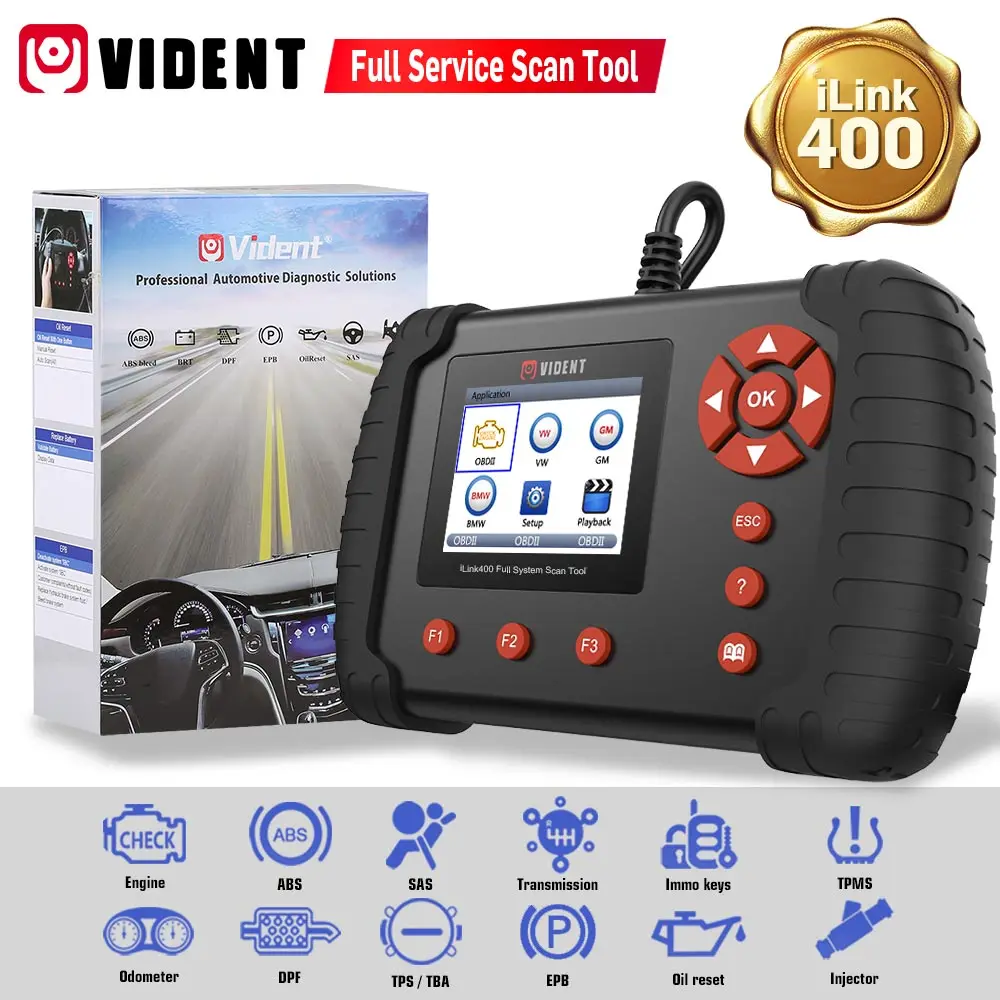 Автомобильный диагностический сканер VIDENT iLink400 OBD2 поддержка ABS/SRS/EPB/DPF