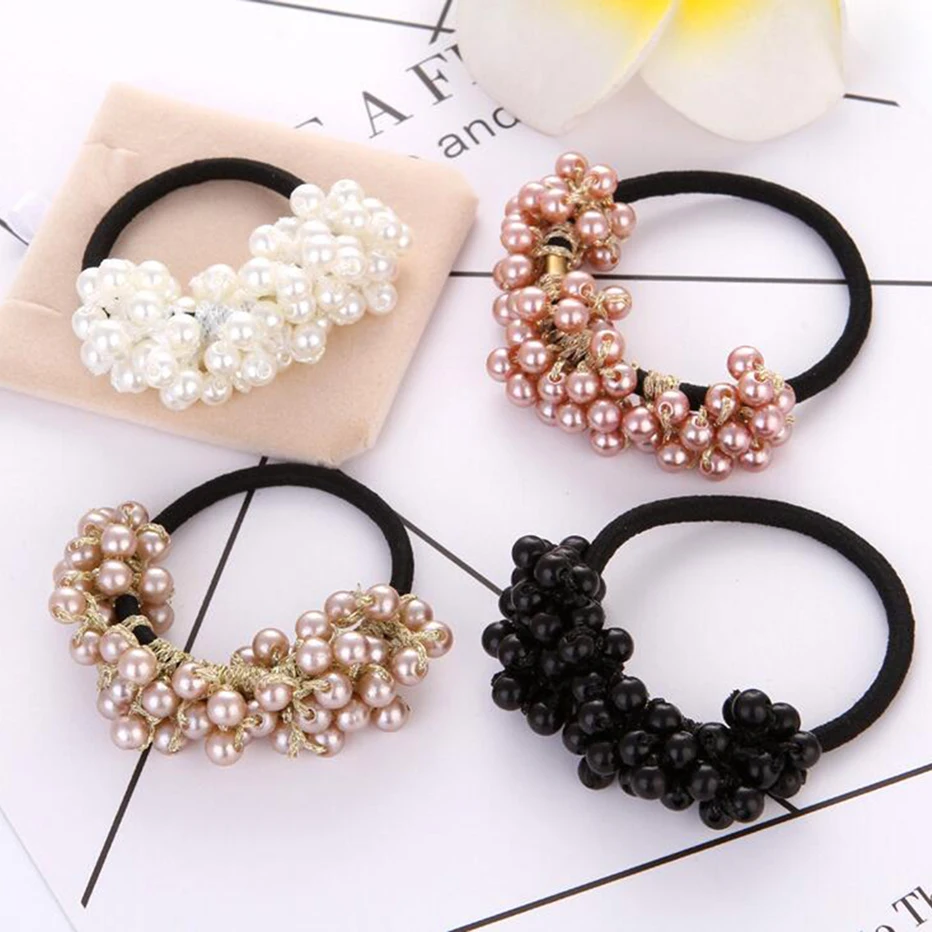 Резинки для волос женщин с бусинами |