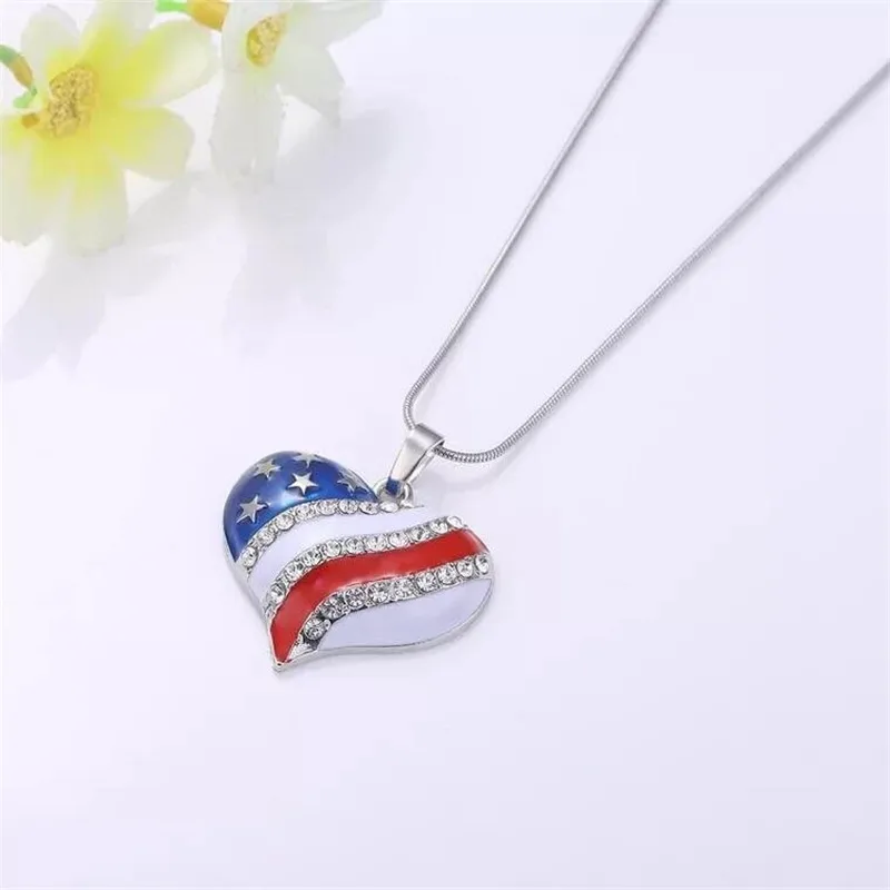 

FDLK Fourth of July Independence Day Commemorative Jewelry American National Flag Patriotic Jewelry Unisex Necklace Gift