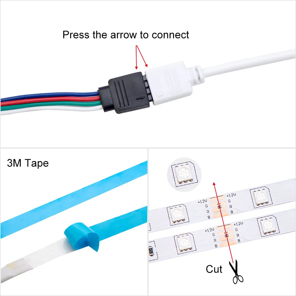 WiFi светодиодный светильник 5050 SMD RGB лента 5 м 10 м 15 м DC12V Гибкая RGB Светодиодная лента e лента Диод+ 24Key контроллер+ адаптер EU