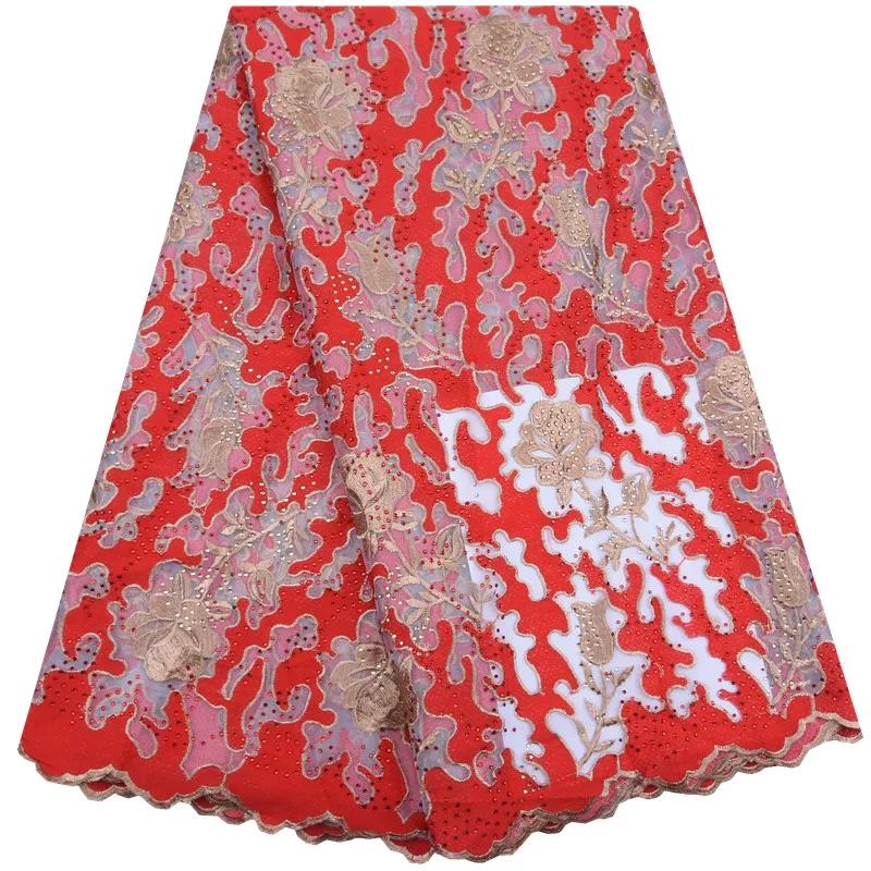 Красные африканские кружевные ткани для вечеринок Свадебные молочные шелковые