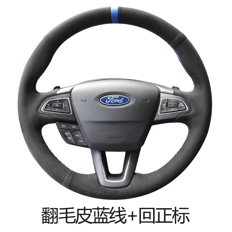 

DIY hand-stitched leather car steering wheel cover for Ford Focus Escort Mondeo kuga edge Taurus