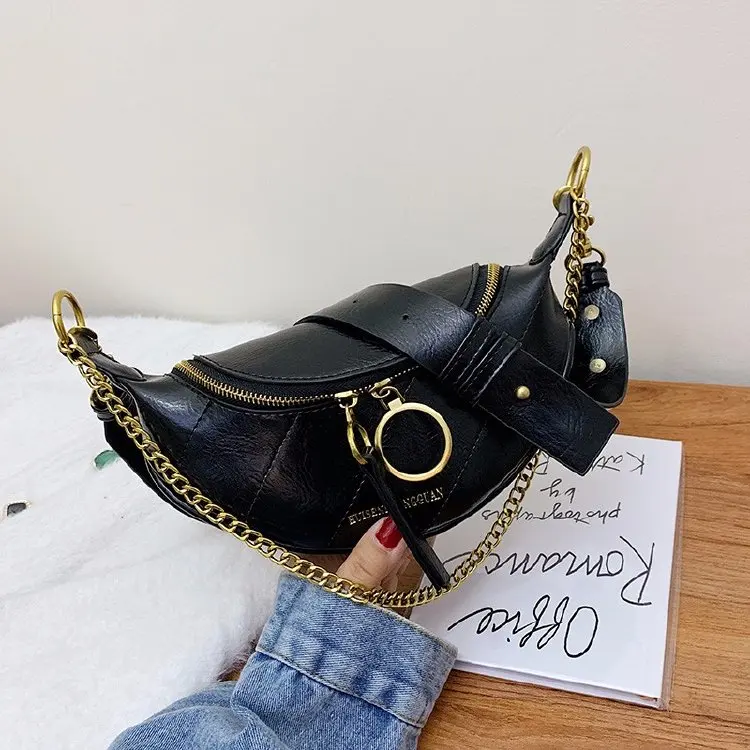 Женская сумка-мессенджер из натуральной кожи с цепочкой весна 2020 | Багаж и сумки