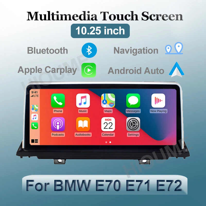 Wrieless Apple CarPlay and Android Auto Car Multimedia Screen For BMW X5 X6 E70 E71 2007-2014 CCC CIC Head Unit GPS IOS IPhone