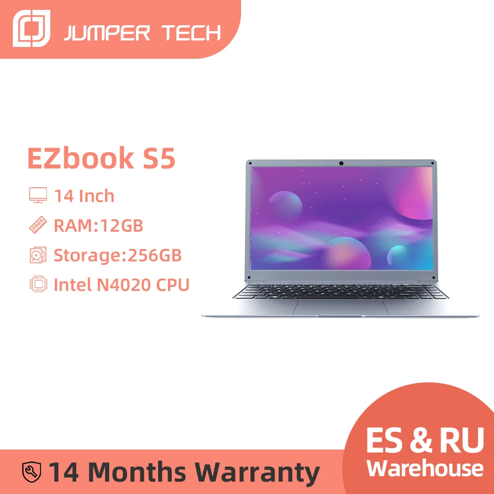 Jumper EZbook S5 14 Inch Laptop 12GB 256GB 1920*1080 Screen Ultra Slim Notebook Intel Celeron Windows 10 Computer