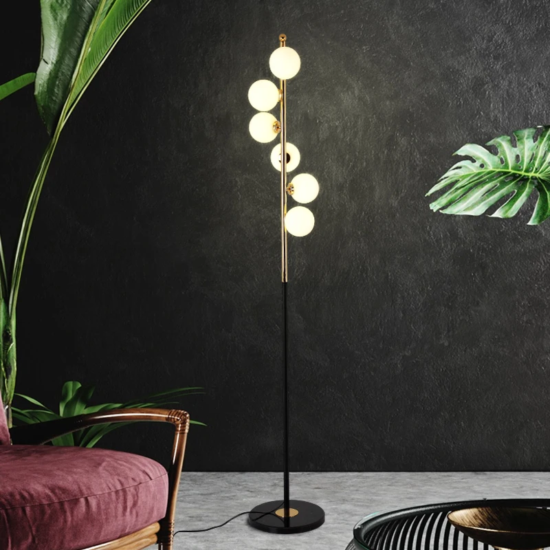 Nordic Simple Floor Lamps for Living Room Glass Ball Standing Lamp Gold Light Bedroom Creative Art Home Decor Lighting Fixtures | Лампы и