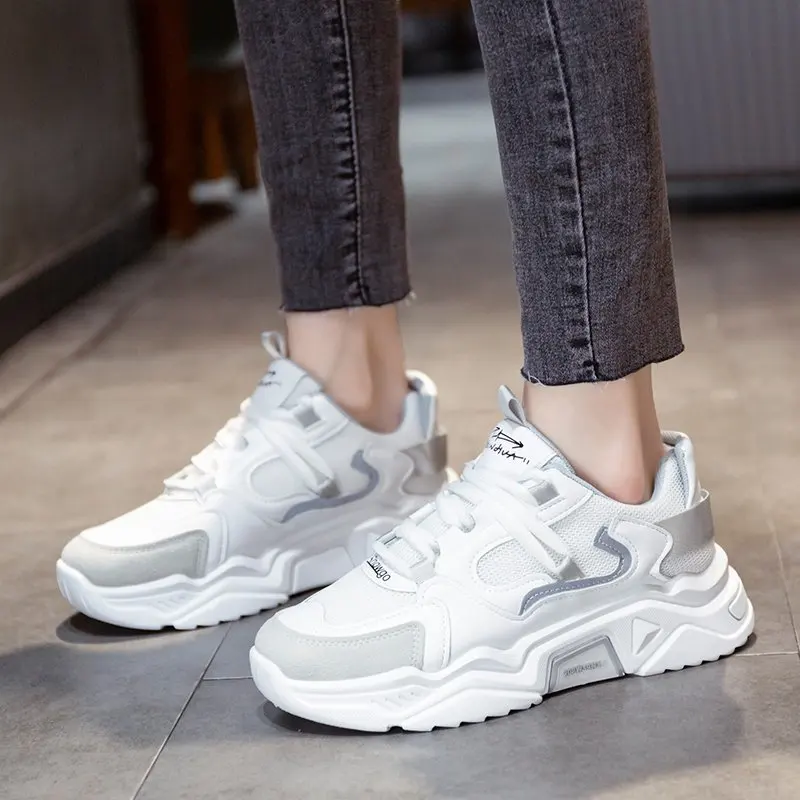 

2021 New Fashion Women's Shoes Platform Comfortable Lace-up Vulcanized Shoes Ladies Sneakers Spring Color Casual Ladies Shoes