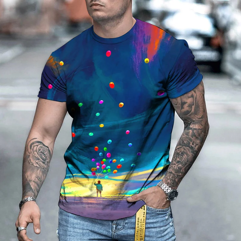 

Summer hot sale handsome men's three-dimensional graphics 3D printing T-shirt men's casual fun T-shirt trend shirt streetwear