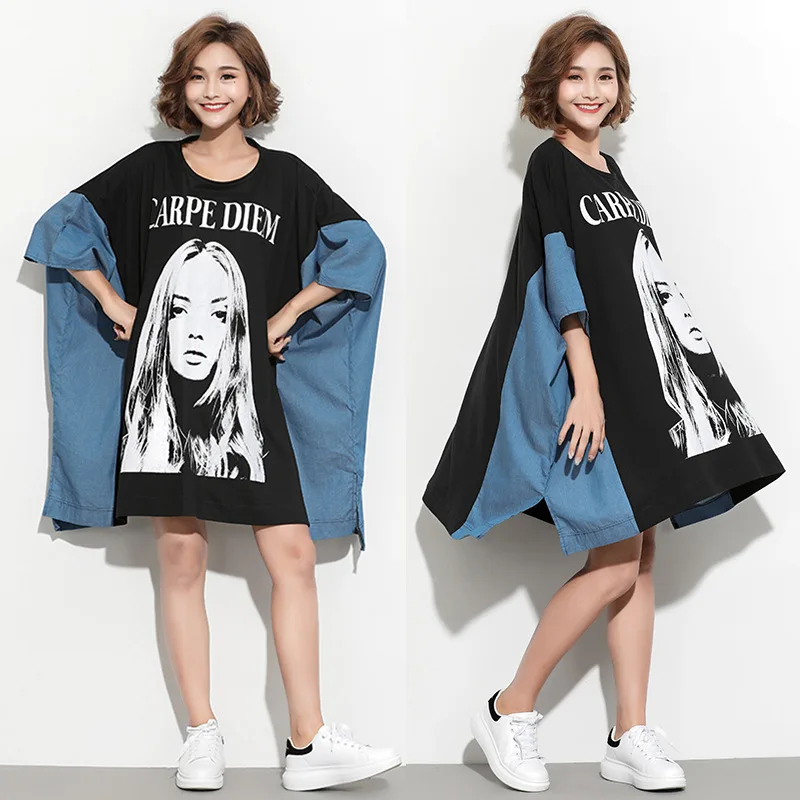 

2021 Summer New Arrivals Loose Plus Size Slim Simple Casual T-shirt Dress Round Neck Women Short Sleeved T-shirt Free Shipping