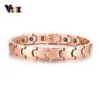 Элегантные розовые золотистые браслеты Vnox для магнитной терапии для женщин и мужчин для облегчения боли при артрите и запястном туннеле Подарки для любви
