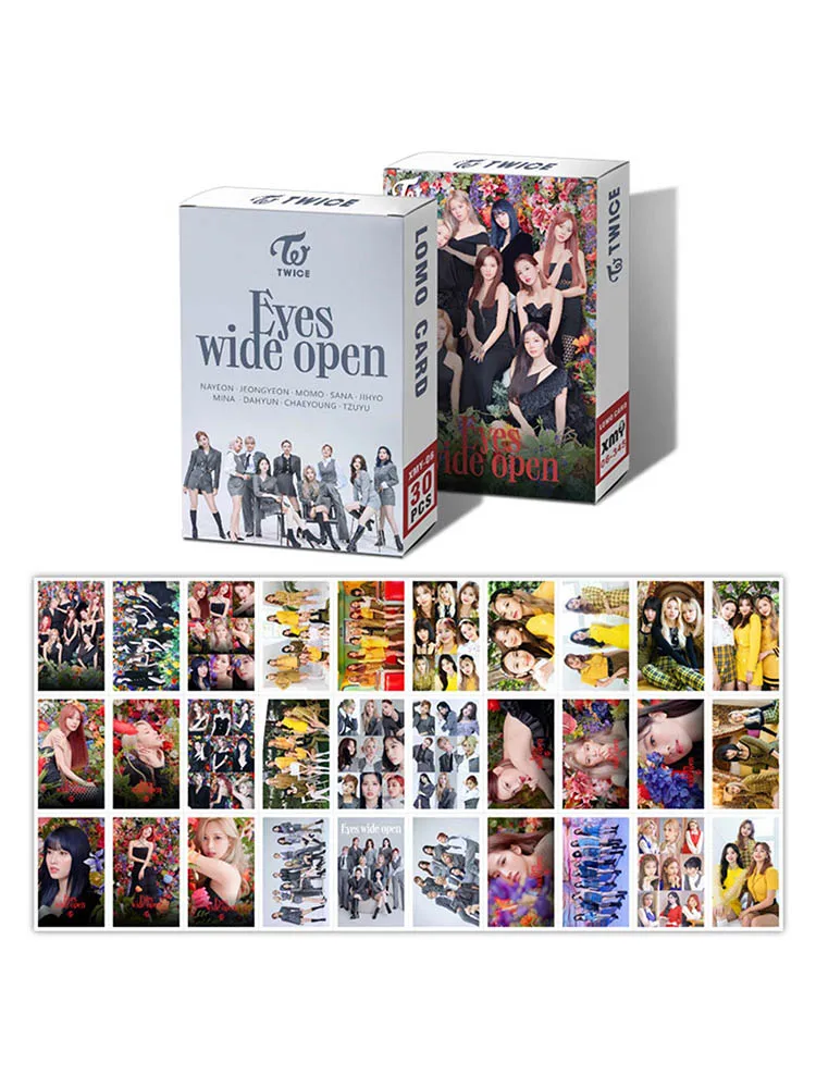 

30Pcs/Box Kpop TWICE New Album Eyes Wide Open LOMO Card Photocard Self Made Cards For Fans Collection Stationery