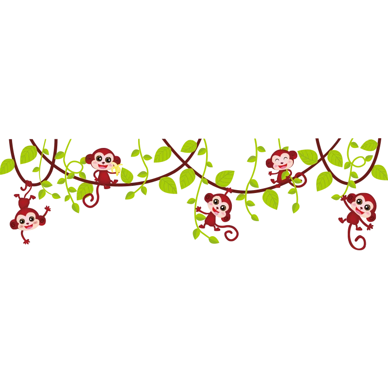 

Cartoon Animals Wall Stickers DIY Monkeys Vines Mural Decals for Kids Rooms Baby Bedroom Nursery Home Decoration
