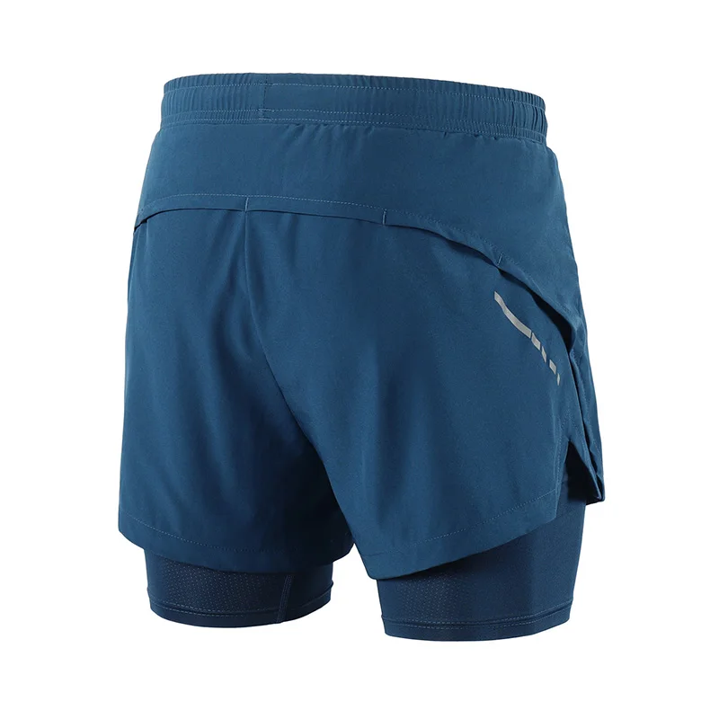 ARSUXEO Reflective Running Shorts Men Breathable 2 In 1 Gym Fitness Training Exercise Jogging Shorts with Liner Zipper Pocket