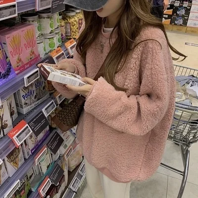 

Толстовка Женская с начесом, свободная и ленивая, имитация овечьей шерсти