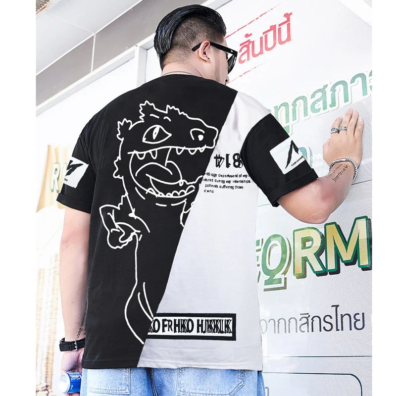 

summer Plus size patchwork tops men's fat guys tees t shirt men 2xl - 8xl 9xl o-neck 100% cotton short-sleeve T-shirt 160kg