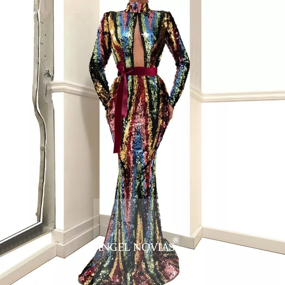 Женское вечернее платье с длинным рукавом элегантное кружевное юбкой годе