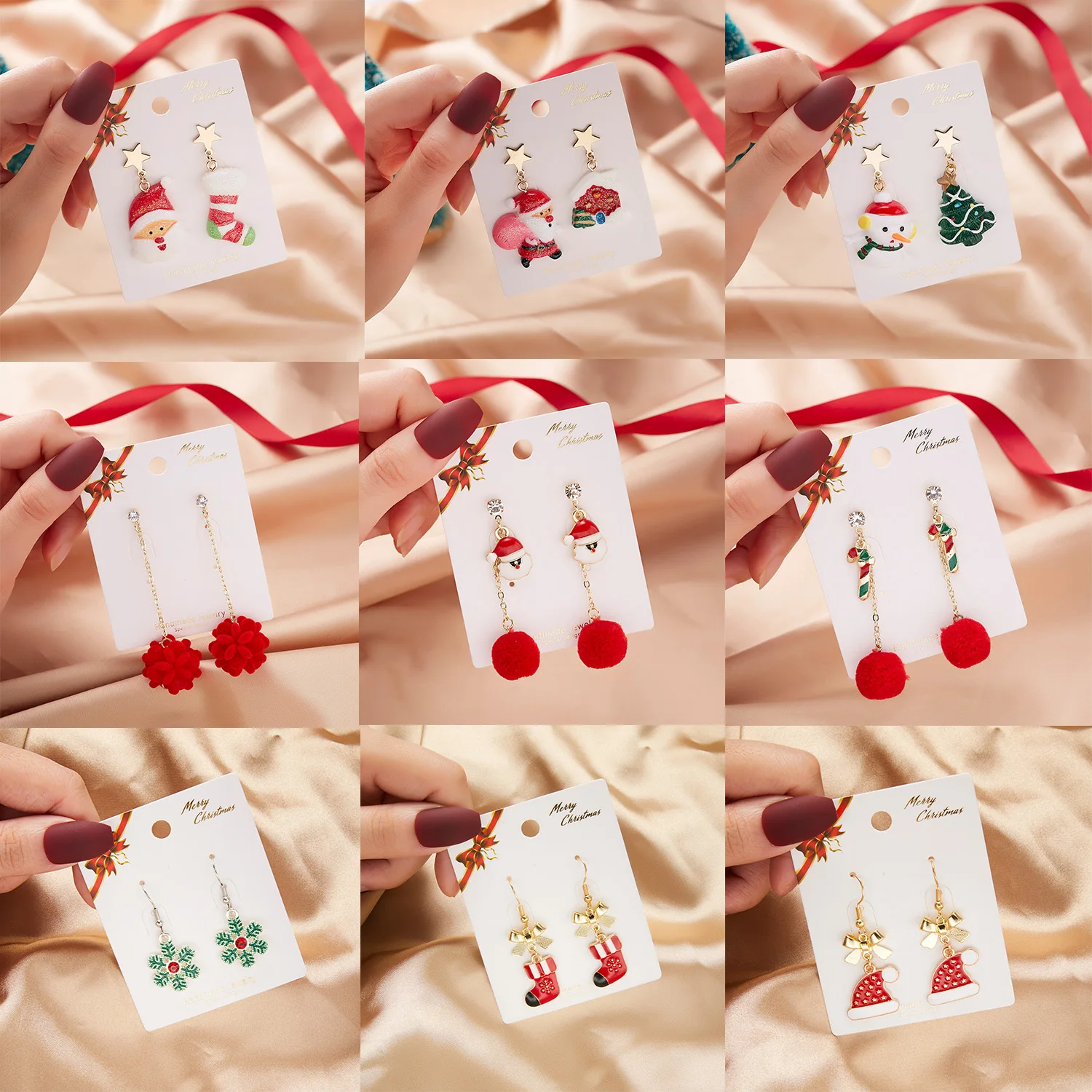 

New Merry Christmas Drop Earrings For Women Snowflake Christmas Tree Snowman Santa Claus Earrings Girls Festival Party Jewelry