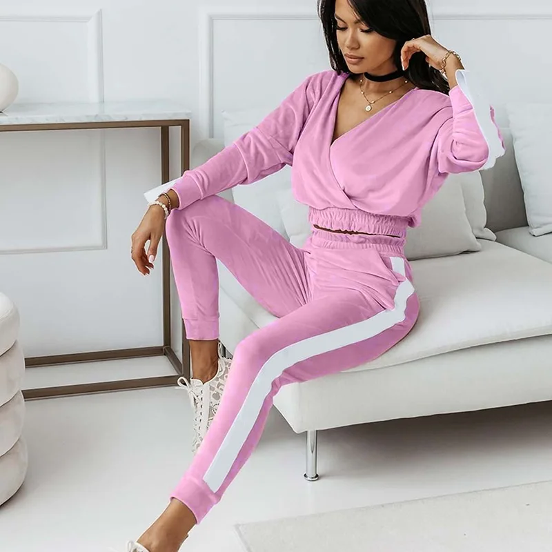 

Casual Sweater Suit Women Spring, Autumn and Winter New Fresh Sports Yoga Temperament Velvet Suit