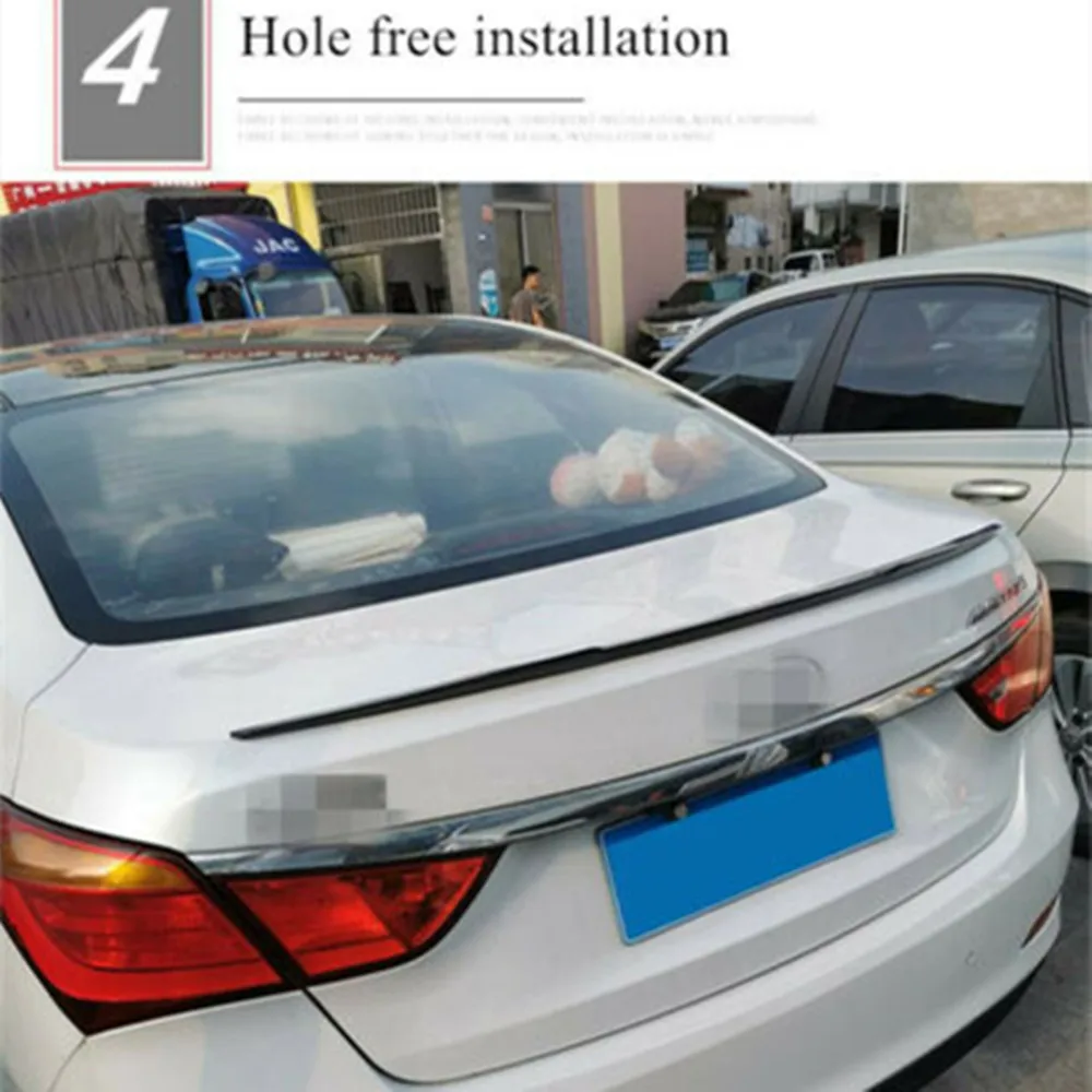 

Глянцевый черный Автомобильный задний багажник губа крыло спойлер стикер ПУ подходит для седан хэтчбек