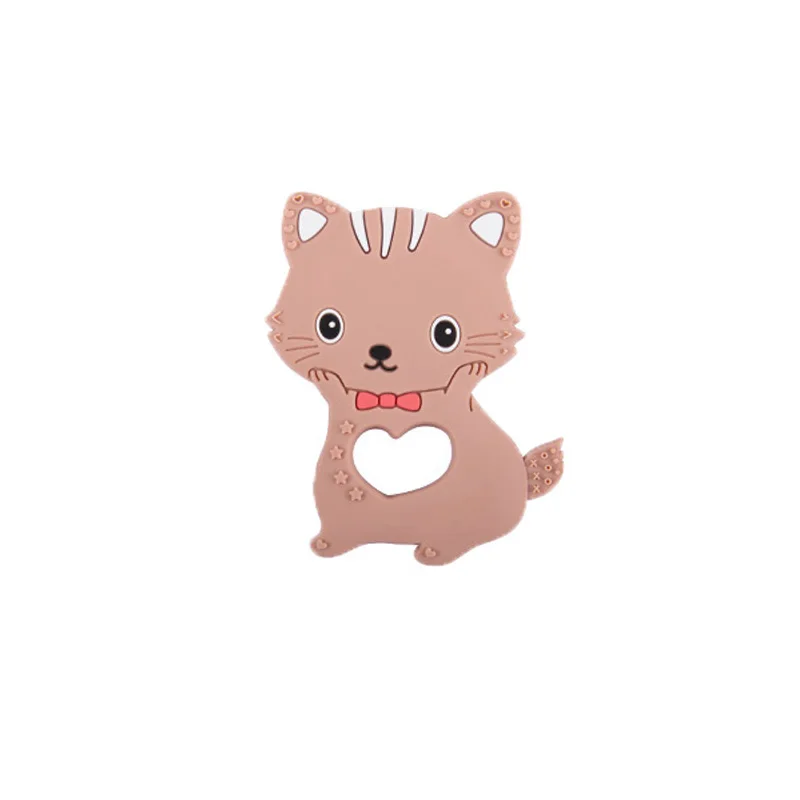 Cat Coffee 5 шт. детские игрушки для прорезывания зубов силиконовая подвеска-прорезыватель с изображением кота обезьяны жирафа, рыбы, животных, не содержит бисфенол, маленький Прорезыватель для зубов, 6 стилей - Цвет: Cat Coffee