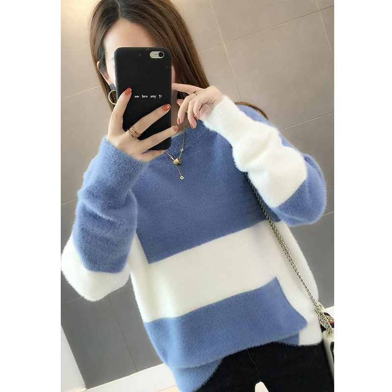 

ZHUISHU Winter Women's Christmas Sweater Ladies Fashion Pullover Velvet Sweater Ladies Long-sleeved Sweater Warm Bottoming Shirt