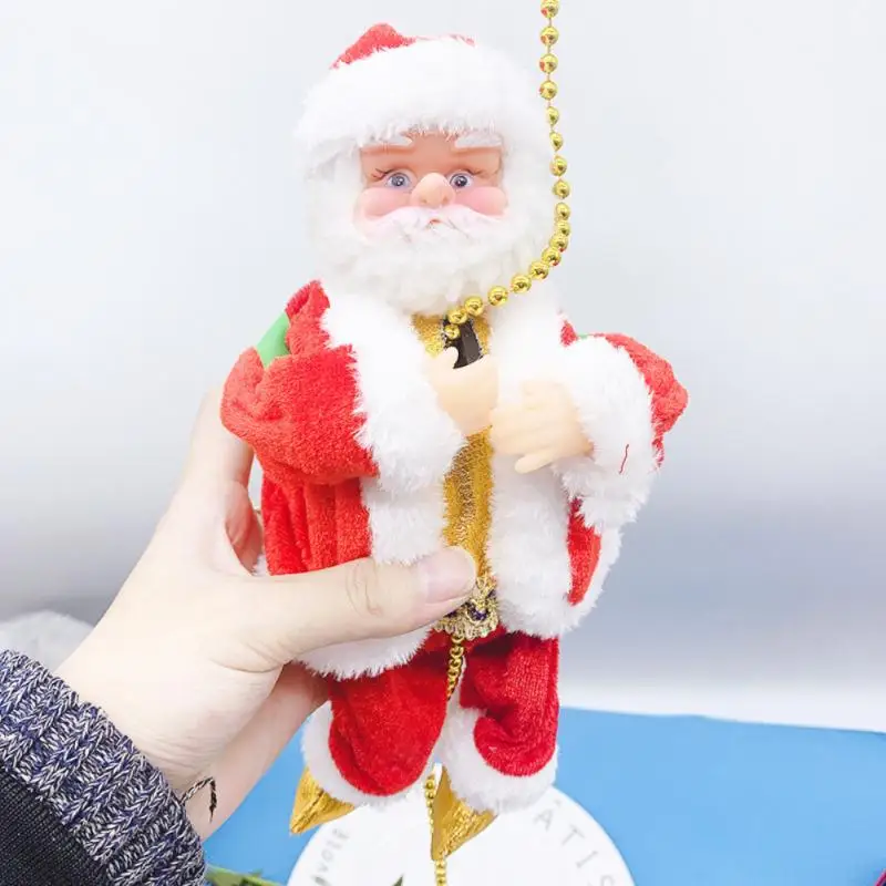 

1 шт. Рождественская электрическая плюшевая кукла для скалолазания, Санта-Клаус, электрическая лестница Санта-Клауса с музыкой и светодиодс...