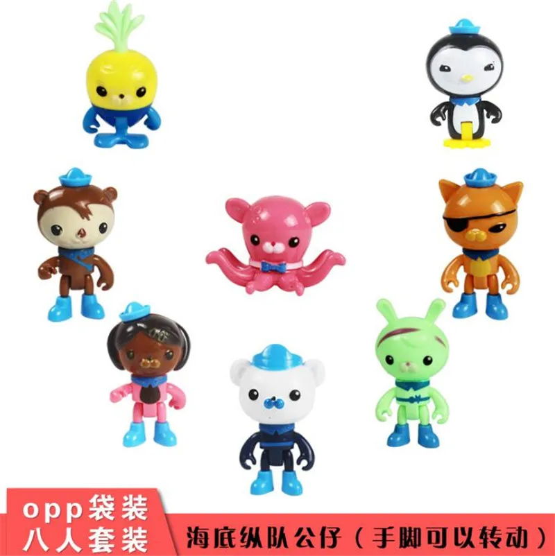 8 шт./компл. Octonauts фигурку игрушки капитан барнакулы Пингвин мини модель куклы