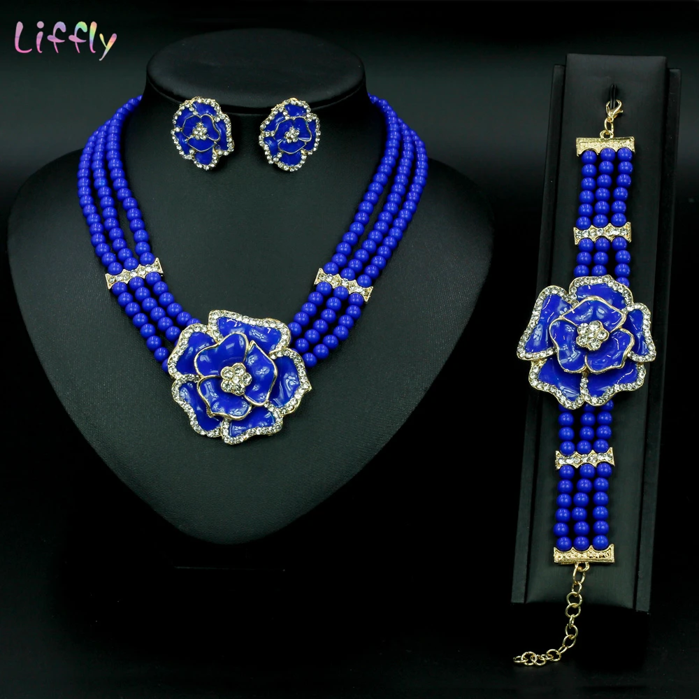Liffly Африканский бисер комплект ювелирных изделий колье Свадебные украшения