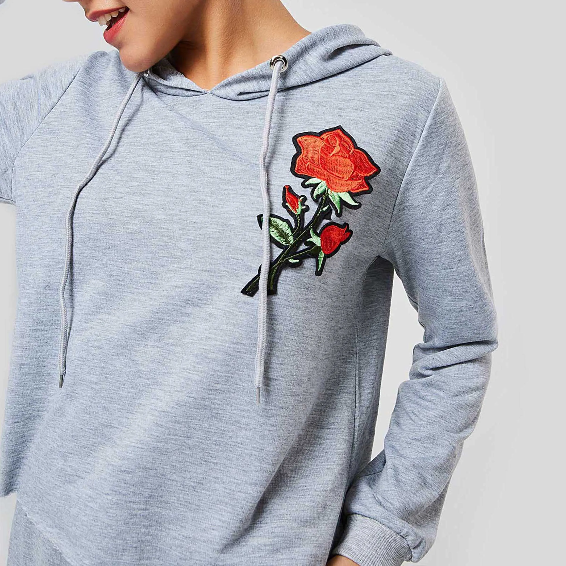 Женская Спортивная толстовка с цветочной вышивкой новая весенняя Модная