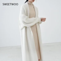 luxury long faux mink fur cardigans for women new 2021 autumn winter womens sweaters oversize coat female pull