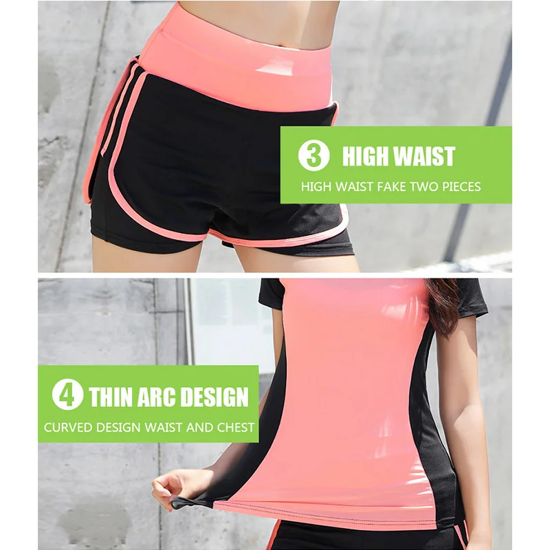 Женский спортивный костюм из 2 предметов гимнастический для фитнеса с короткими