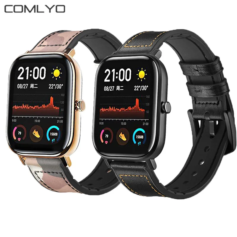 Смарт часы браслет для huami amazfit GTS/ремешок Bip Силикон + Кожаные Ремешки ремень