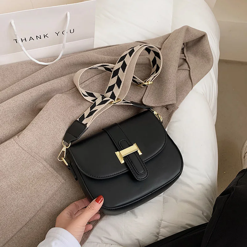 

Solid Color Flap Square Crossbody Bags for Women PU Leather Trendy Wide Strap Designer Handbags Ladies Luxury Small Shoulder Bag