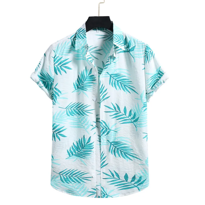 

Summer Men's Short-Sleeved Floral Shirt Foreign Trade Hawaiian Beach Casual Style Lapel Oversized Male for Blouse Shirts