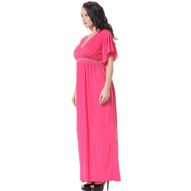 5XL размера плюс платья с коротким рукавом летнее женское длинное платье макси